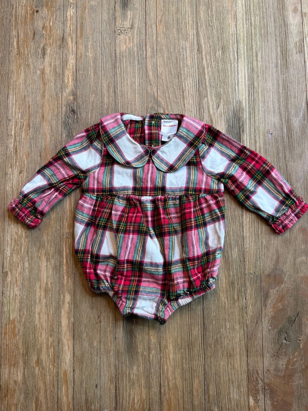 Hanna Andersson Red Plaid Peter Pan Collar Bubble Romper 6-12M